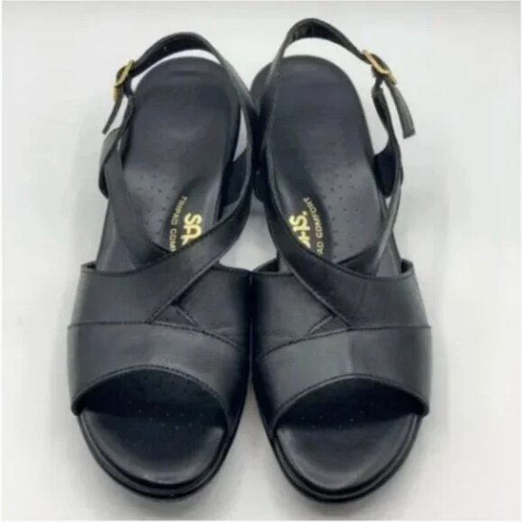 SAS Leather Caress Black Ortho Comfort Sandals Size 9 - Picture 7 of 10